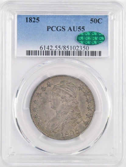 1825 Capped Bust Silver Half Dollar (PCGS) AU55 CAC.