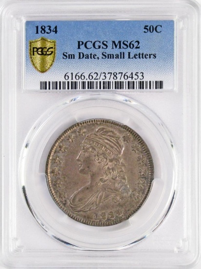 1834 Capped Bust Silver Half Dollar (PCGS) MS62.