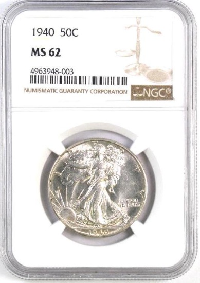 1940 P Walking Liberty Silver Half Dollar (NGC) MS62.