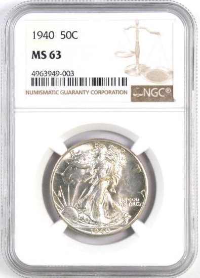 1940 P Walking Liberty Silver Half Dollar (NGC) MS63.