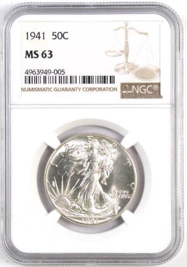 1941 P Walking Liberty Silver Half Dollar (NGC) MS63.