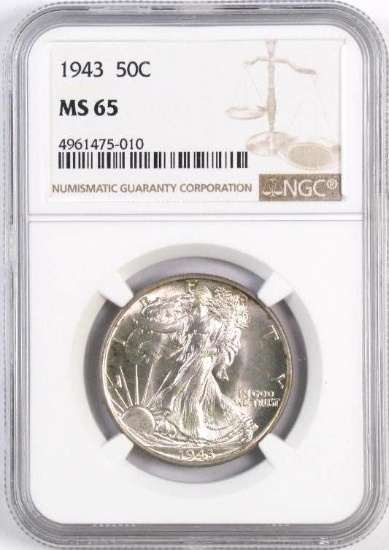 1943 P Walking Liberty Silver Half Dollar (NGC) MS64.
