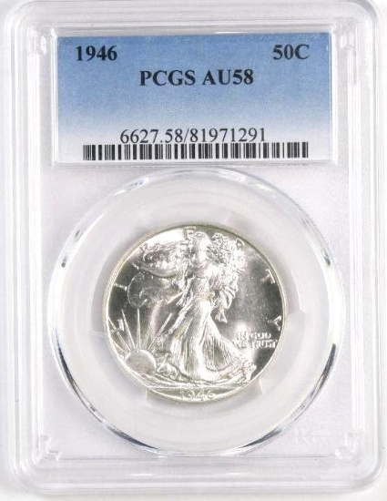 1946 P Walking Liberty Silver Half Dollar (PCGS) AU58.