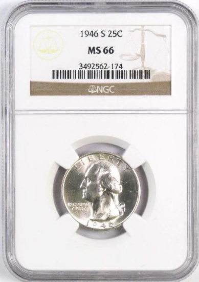 1946 S Washington Silver Quarter (NGC) MS66.