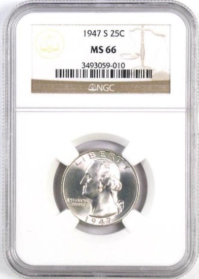 1947 S Washington Silver Quarter (NGC) MS66.