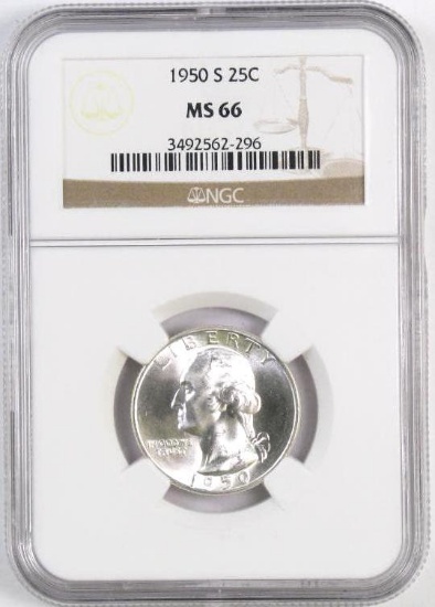 1950 S Washinton Silver Quarter (NGC) MS66.