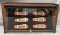 Franklin Mint historical fire engine knife collection in display case