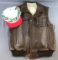 Vintage Adam Spencer leather vest and hats