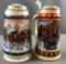 Group of 2 Budweiser Holiday artist signed steins