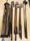 Group of 14 vintage golf clubs in canvas bag