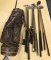 Group of 13 vintage golf clubs in leather bag