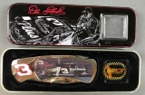 Dale Earnhardt Nascar pocket knife and pin set in tin