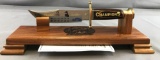 Dale Earnhardt and Richard Petty Nascar Frost Cutlery Bowie knife on wooden display