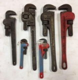 Group of 6 Pipe Wrenches