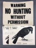 Vintage hunting target sheets and no hunting sign
