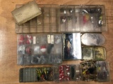 Group of 11 plastic organizers and tackle