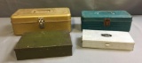 Group of 4 Vintage Metal Fishing Tackle Boxes