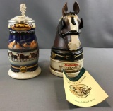 Group of 2 Budweiser Steins, Members only A regal spirit, holiday stein