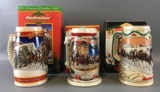 Group of 3 Budweiser Holiday Steins