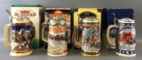 Group of 4 Budweiser Holiday Steins