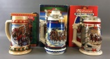 Group of 3 Budweiser Holiday Steins