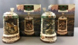 Group of 2 Budweiser Animal Families Series steins In Original Boxes