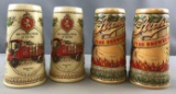 Group of 4 Strohs Heritage series steins