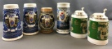 Group of 6 Old Style Steins