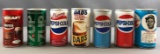 Group of 7 Vintage Push Button soda cans