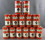 Group of Vintage Orange Crush soda cans with Denver Broncos