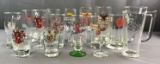 Group of 16 beer glasses in various styles
