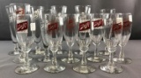 Group of 14 Schlitz beer logo stemware glasses