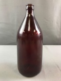Antique Ruby Red Anchor Glass Beer Bottle