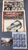 4 pc group, Disney Stamps, Blackhawks news clippings and more