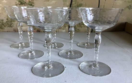 Group of 7 Vintage stemware glasses