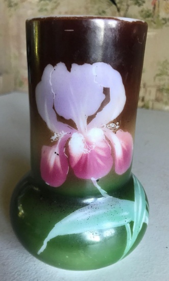 Vintage painted glass vase