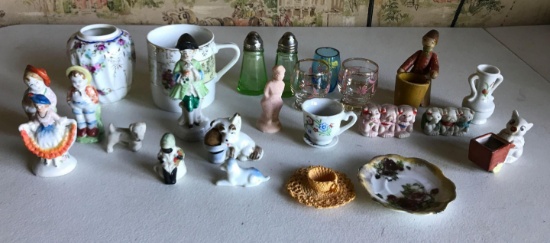 Group of Vintage figurines, salt and pepper shakers and more