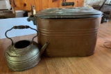 Vintage copper broiler and teapot