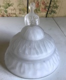 Vintage matte glass covered candy dish