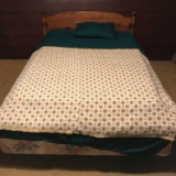 Complete bed: frame, headboard, mattress and box spring, mattress pad