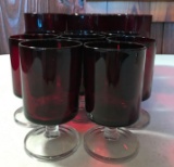 Group of 14 red/clear stemmed glassware