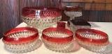 Group of 7 pressed glass pieces