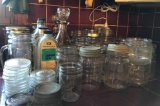 Group of 40+ vintage canning jars, lids and more