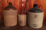 Group of 3 Vintage Stoneware Jug Crocks