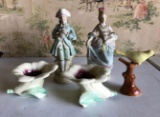 Group of 5 Vintage figurines and candle holders