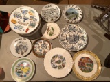 Large group of vintage state souvenir plates