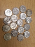 Group of 17 - 90% Silver Half Dollars.