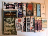 Group of antique road maps, touring atlas, and more