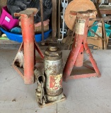 Pair of jackstands and a bottle jack