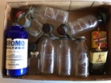 Group of antique glass bottles oil Bromo seltzer and more